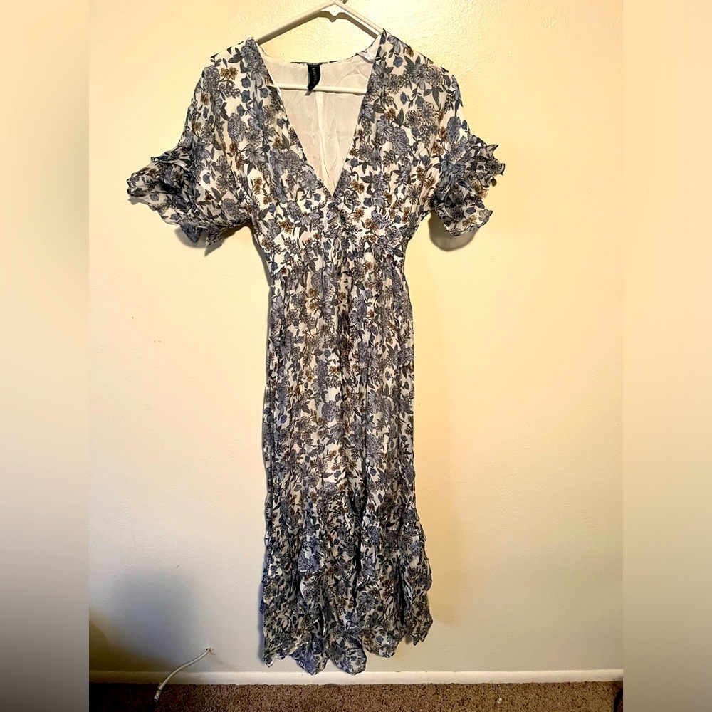 MinkPink Blue And Green Floral Dress